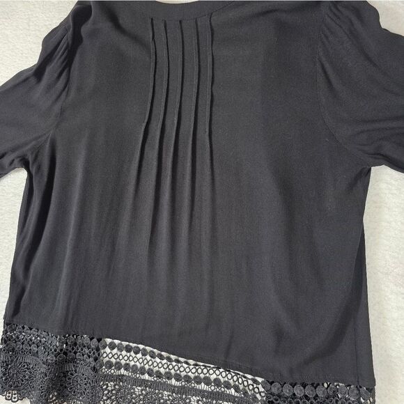 Xhilaration Black Lace Trim Open Front Cardigan – Size Large - Picture 8 of 15